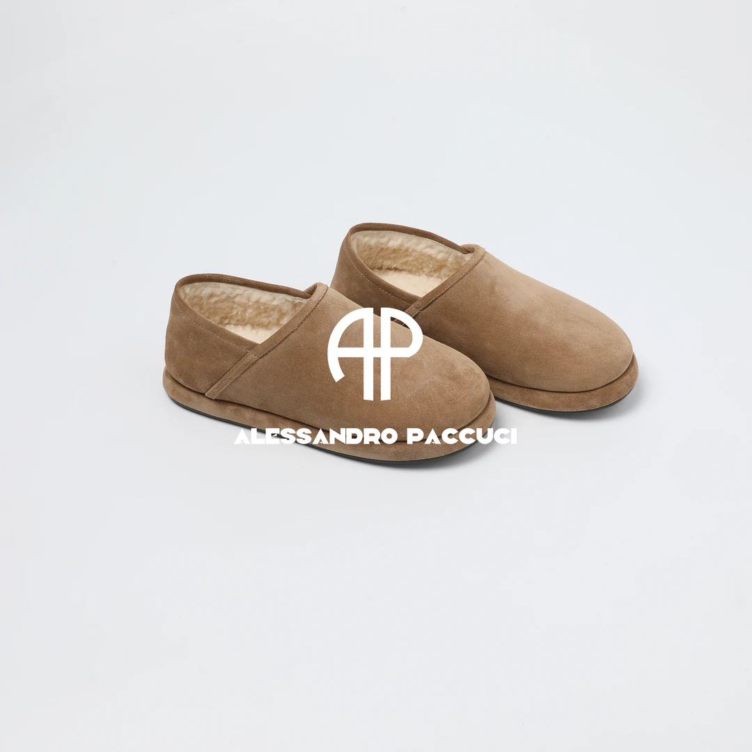 AP洛哥54148XA【懒人鞋】高丝光牛反毛圆头保暖单鞋百搭休闲/女装