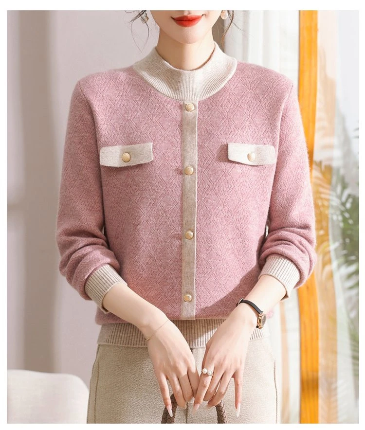 妈妈秋冬装时尚小香风红色毛衣防寒衣服中老年女本命年打底衫