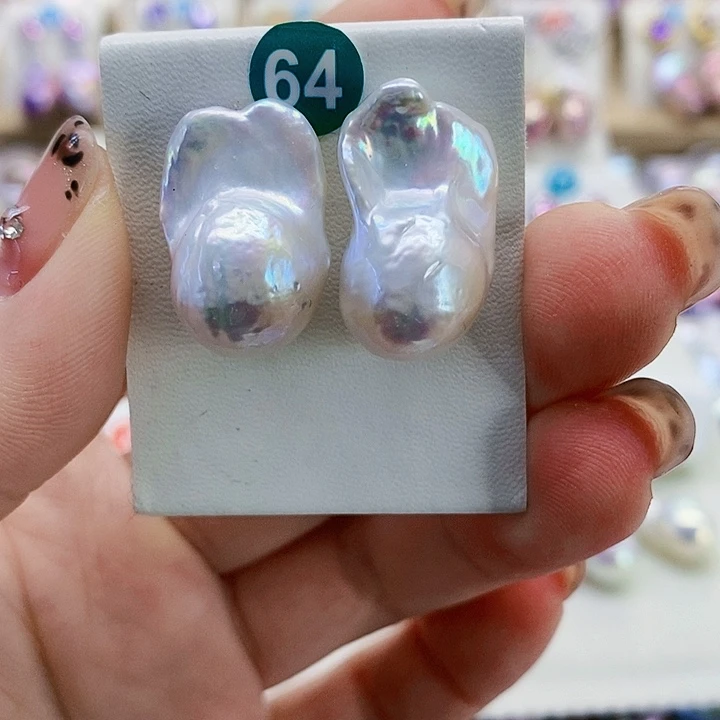 银S925镶嵌耳饰淡水珍珠