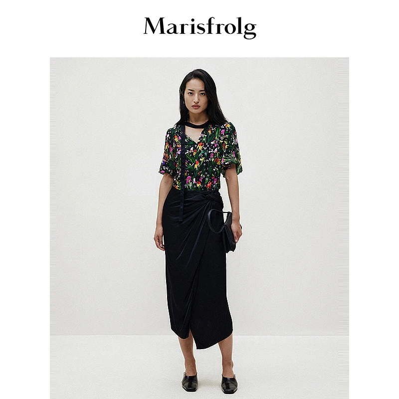 Marisfrolg/玛丝菲尔衬衣女士夏碎花简约气质时尚衬衫A1CX25631