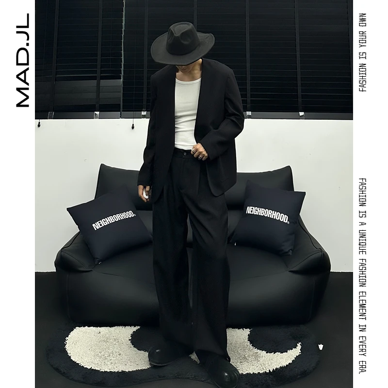 Mad25ss【重工超密度】菱格纹马拉水泥磨砂扣老钱松弛宽松西服男