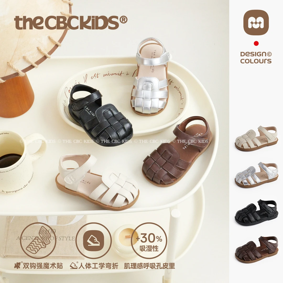 『WeaveElegance』 女童公主凉鞋编织软底包头罗马凉鞋 255090