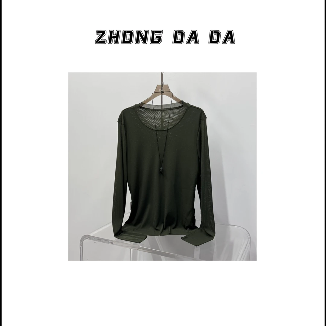 ZHONG大大【】2025秋季软糯面膜长袖T恤休闲百搭简约上衣966*