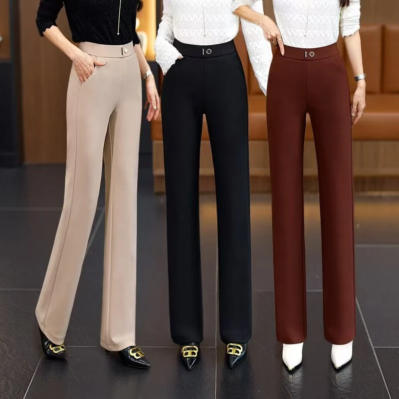 直筒裤女2025春季新款高腰显瘦休闲百搭宽松弹力阔腿裤