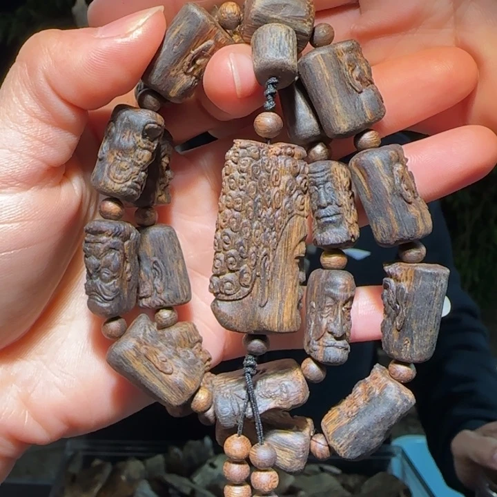 沉香手串四*?十八罗汉蓝香链子36.5克