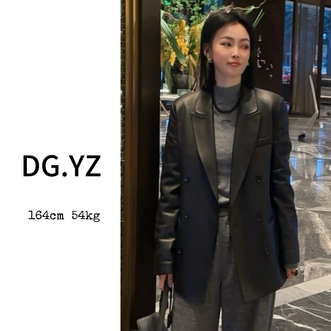 【樱子家】88227F新款法式双排扣设计鹅绒服西装皮衣0.0