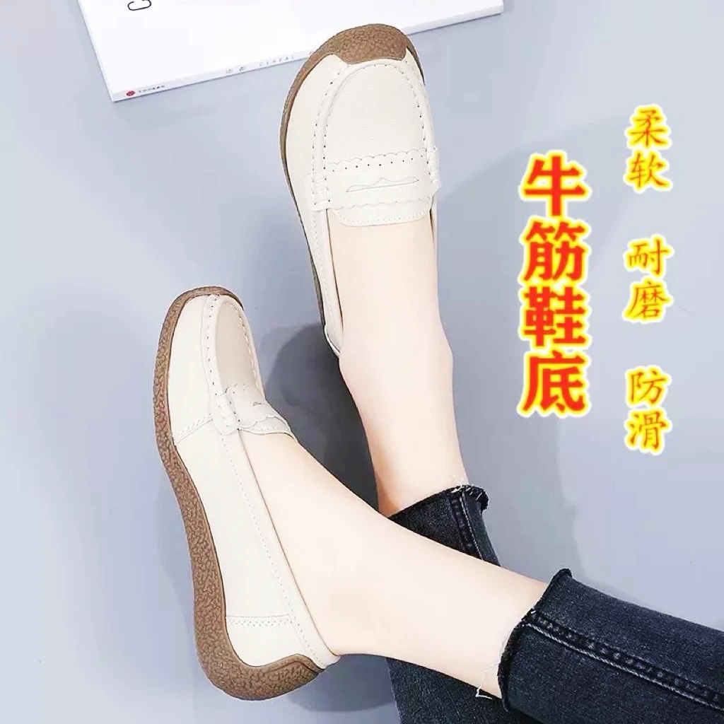 8966春夏爆款豆豆鞋女休闲护士鞋平跟女单鞋牛筋大码妈妈鞋