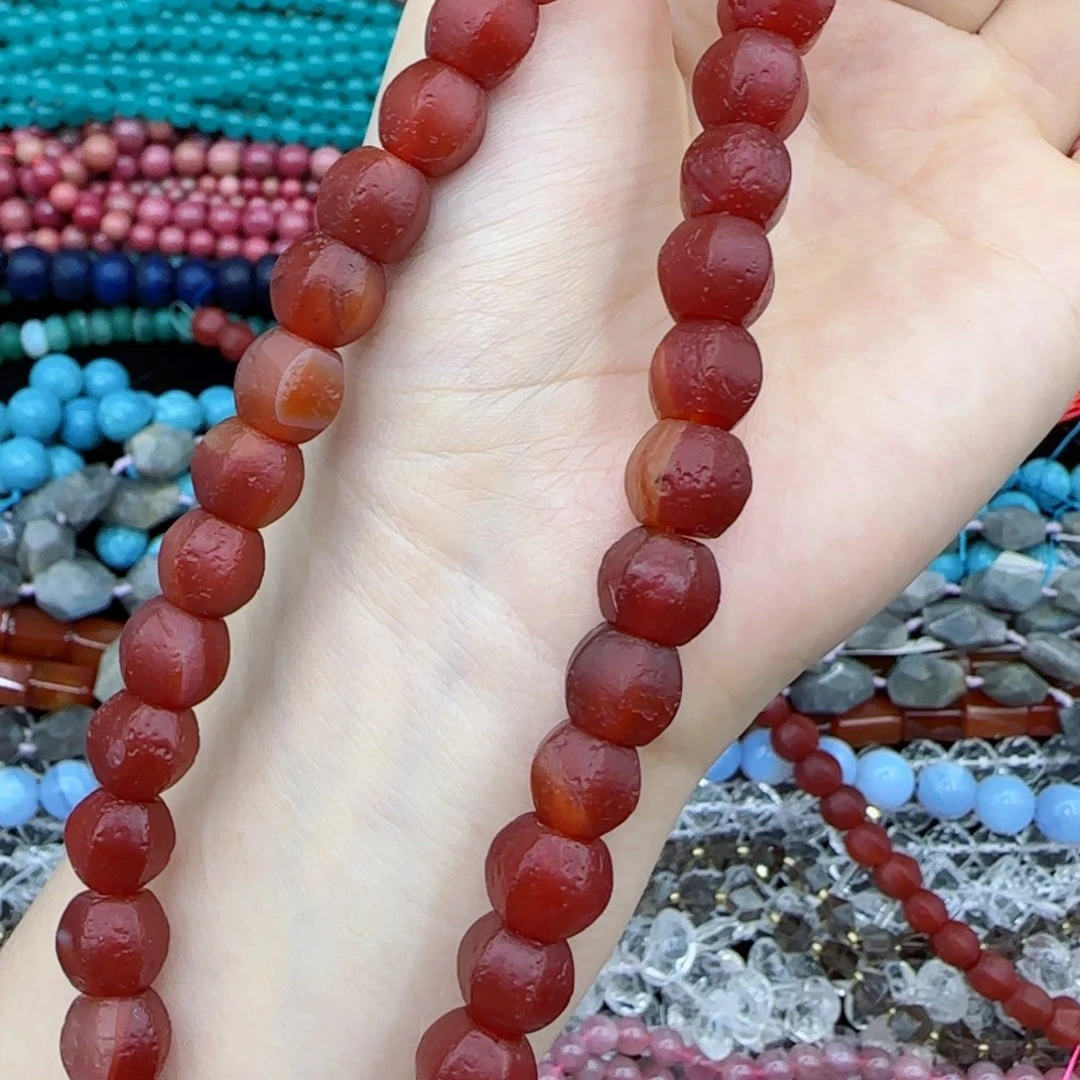 玛瑙/玉髓未镶嵌珠宝半成品橘皮老玛瑙南瓜一条卡十