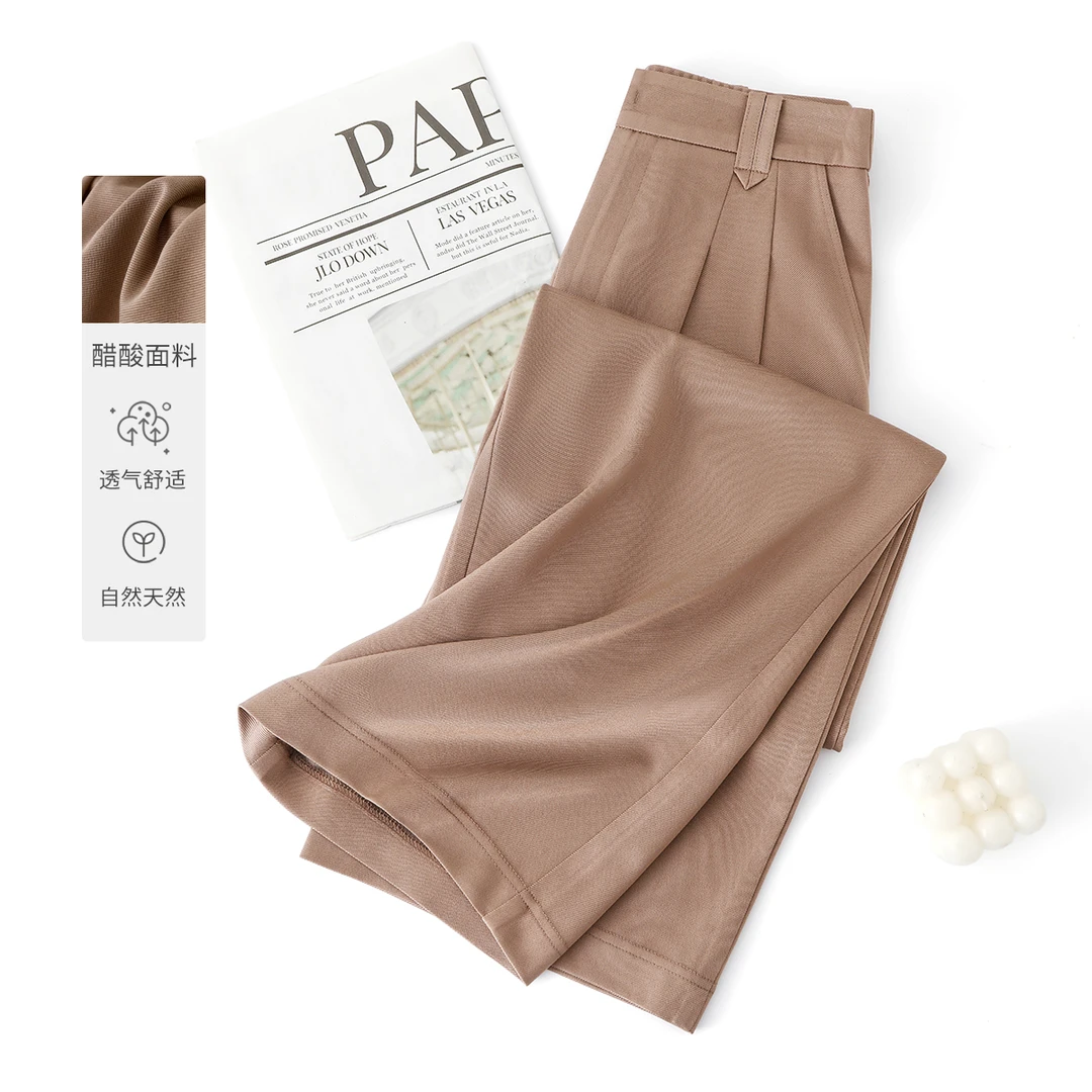 IHIMI/海谧【醋酸针织阔腿裤】2025夏天然环保冰丝般垂顺休闲裤7491