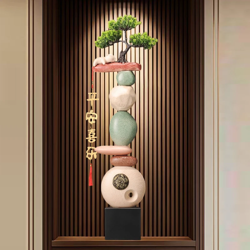 进门玄关造景石头大号摆件客厅电视柜角落装饰品竖高档大气乔迁礼