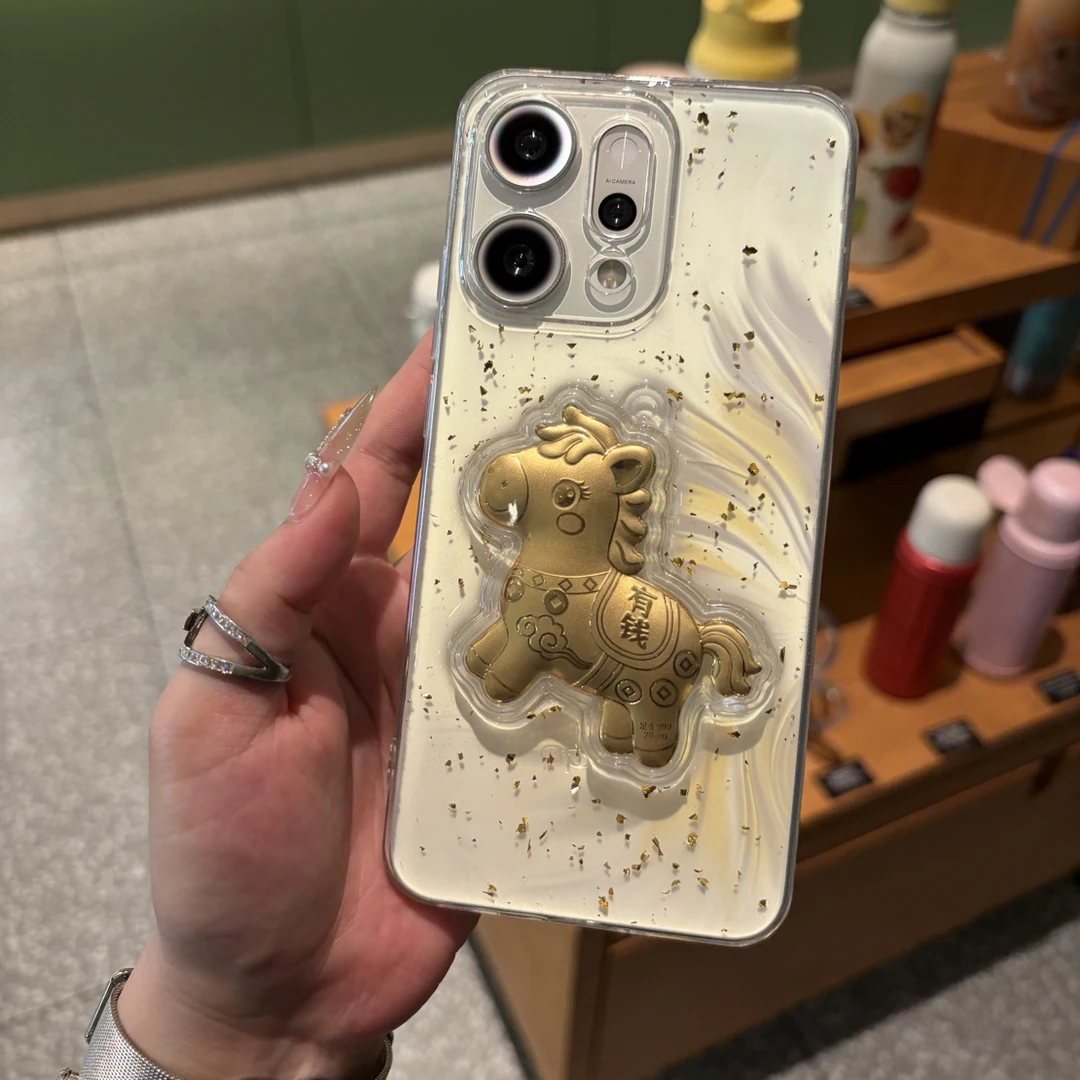 金箔马上有钱适用opporeno14/13/12手机壳A6/A5套K12软FINDX9/8/7