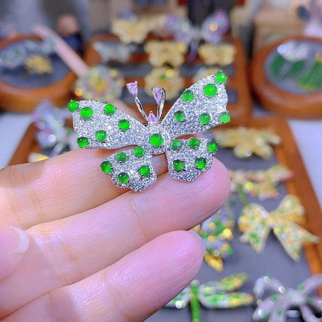 颈饰银S925镶嵌翡翠