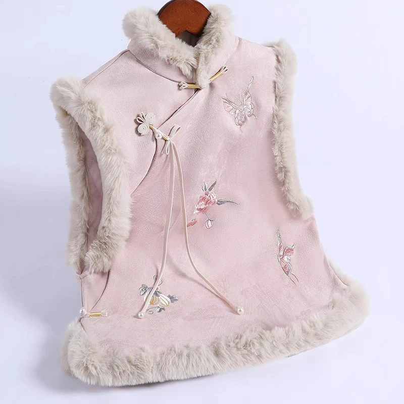 国风温柔风刺绣短款坎肩马夹女秋季新款日常穿新中式保暖加厚马甲