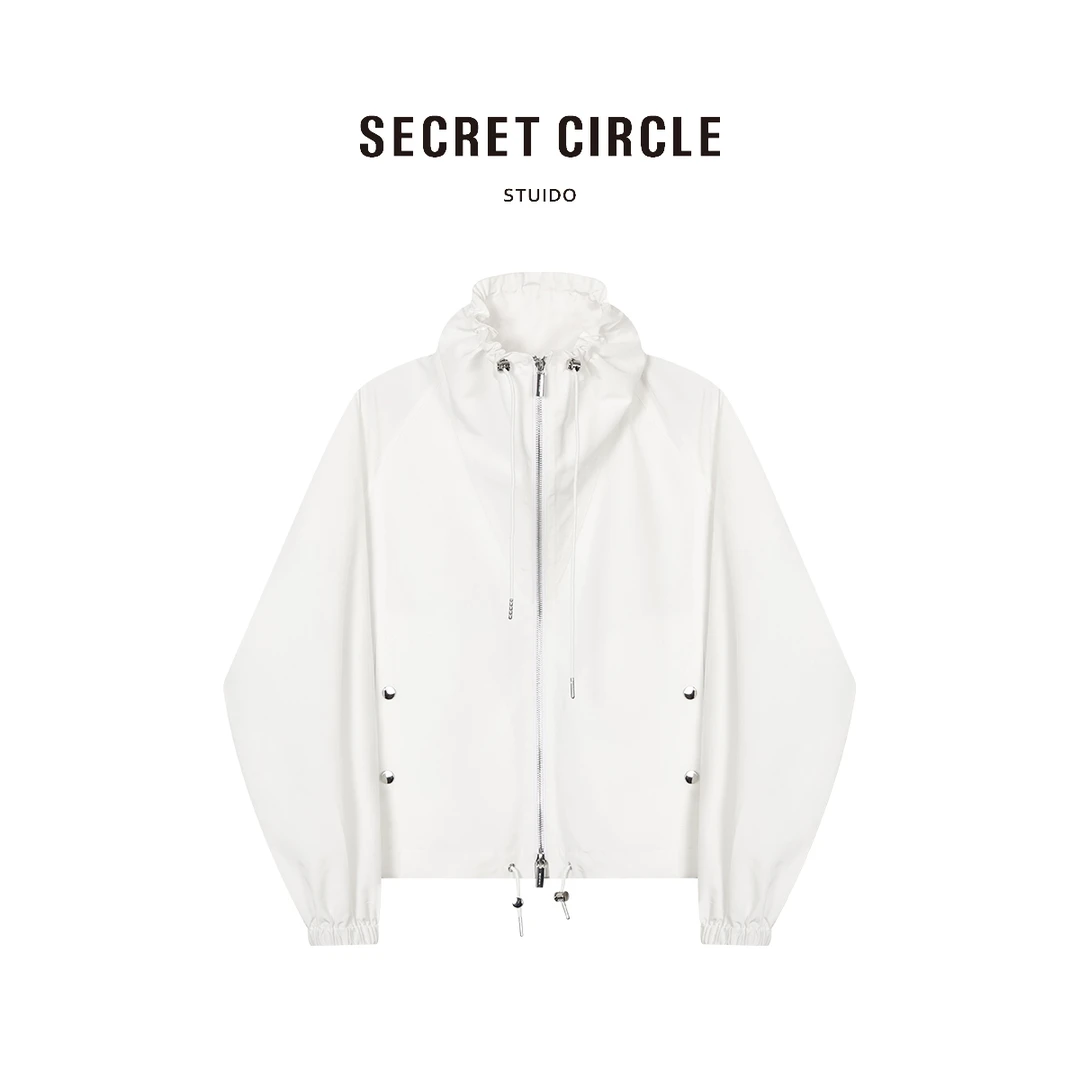 【步步专属】运动风外套领口抽绳双拉链松紧袖口19137