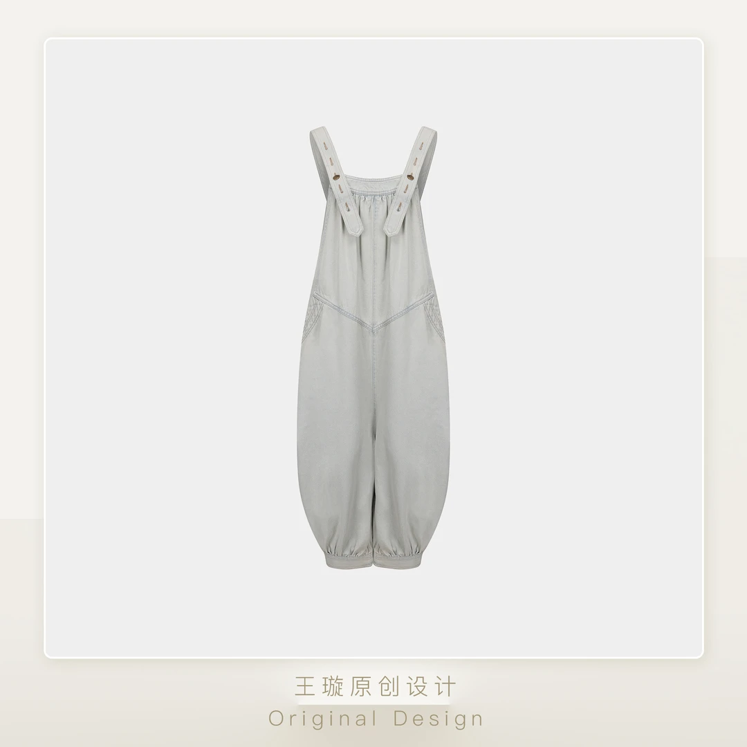 芦丹时尚牛仔背带裤王璇原创设计