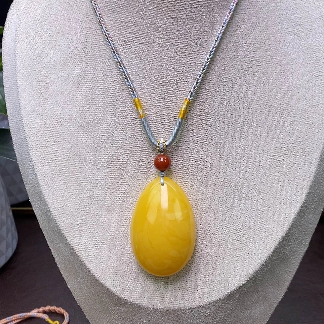 蜜蜡未镶嵌珠宝奇石焦皮料满蜡水滴吊坠假一赔十