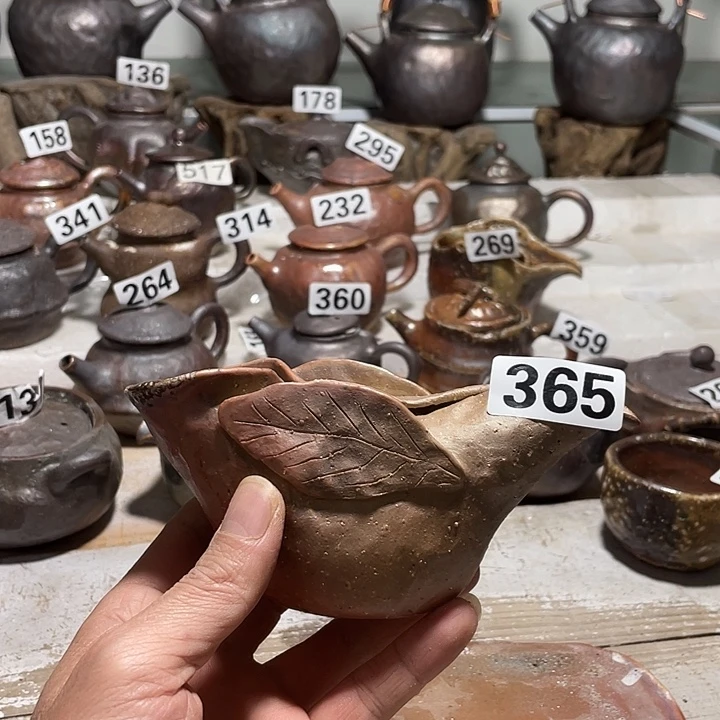 纯手工捏制柴烧茶具