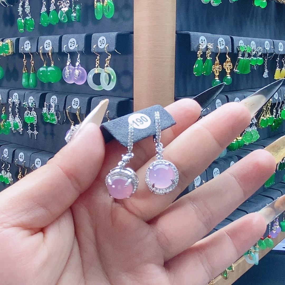 玛瑙/玉髓银S925镀金镶嵌耳钉