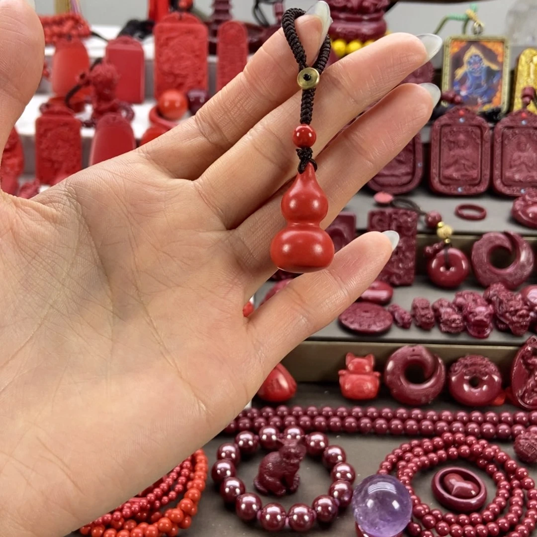 天然辰砂红砂葫芦钥匙扣