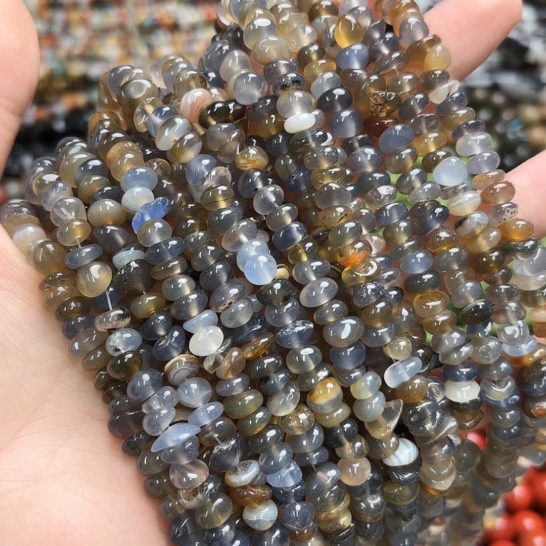 玛瑙/玉髓未镶嵌珠宝半成品蓝玛碎石一条长75-80