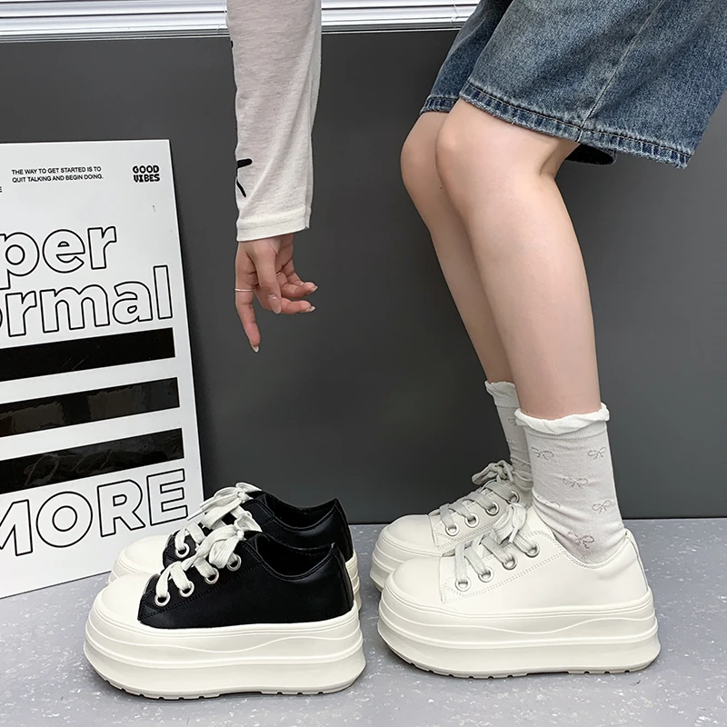 韩版大头丑萌鞋女鞋2025春季百搭厚底增高轻便休闲板鞋小白鞋女鞋