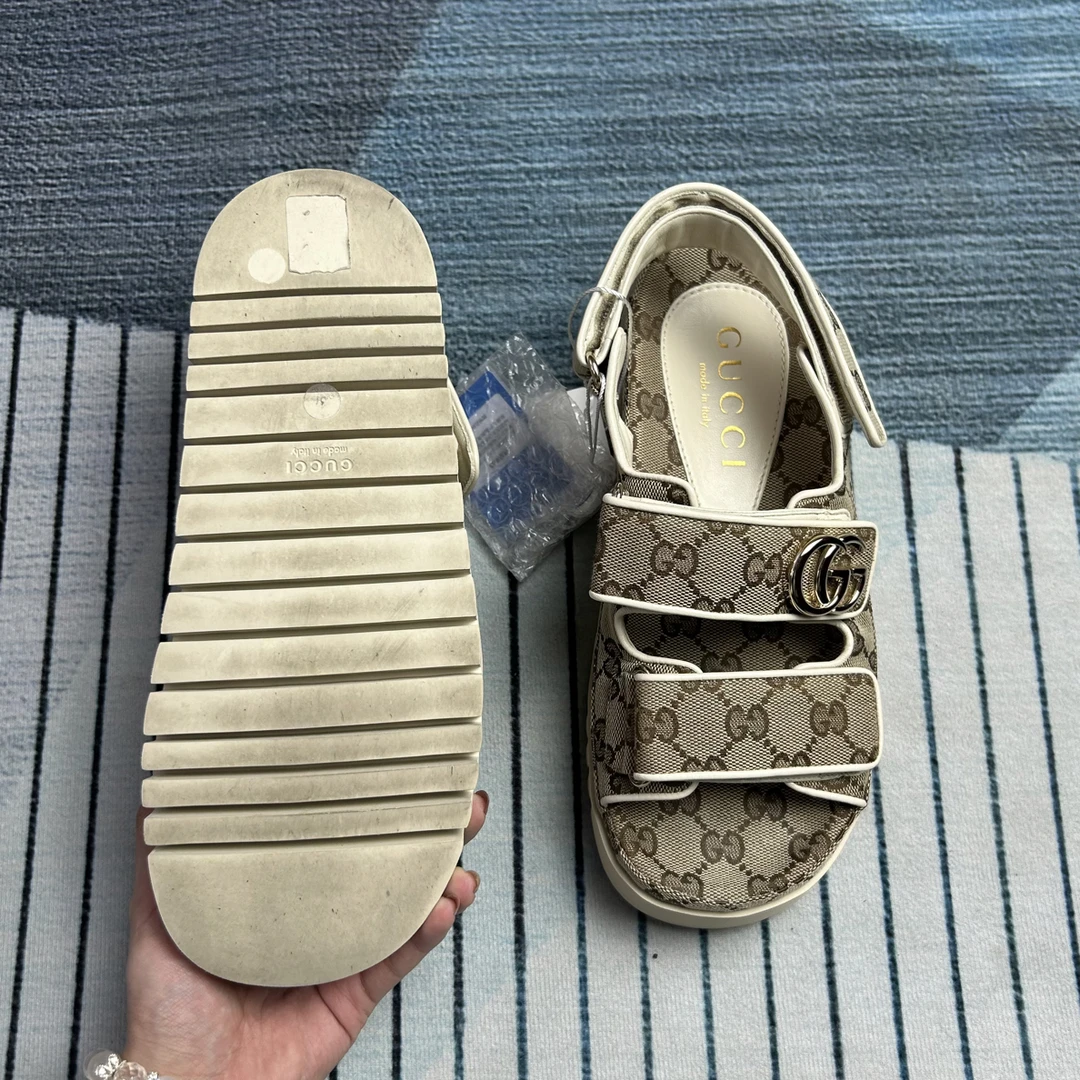 95新 GUCCI/古驰 古驰双g老花在售款凉鞋三七