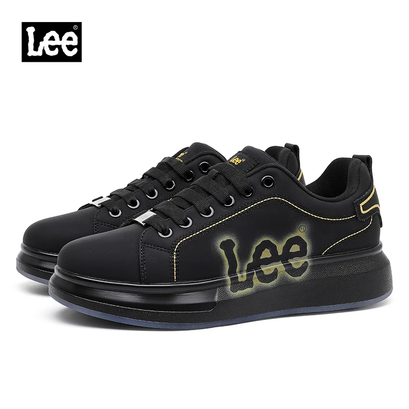 Lee百搭运动鞋休闲鞋时尚休闲板鞋印花真皮男板鞋低帮板鞋男士