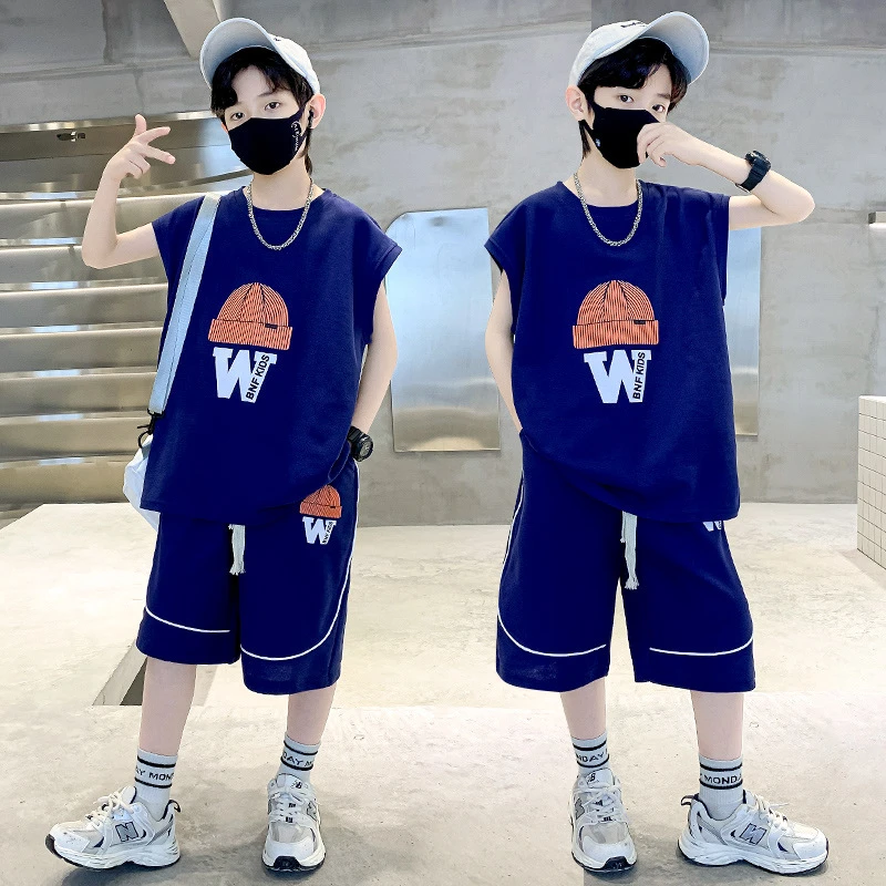 童装男童夏装套装儿童2025新款夏季男孩中大童薄款背心运动夏款潮