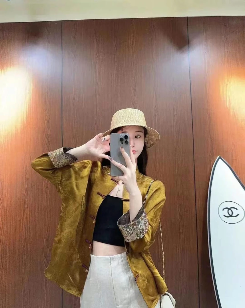 新中式中国风黄色高端宋锦外套女2025新款爆款春季唐装年轻款上衣