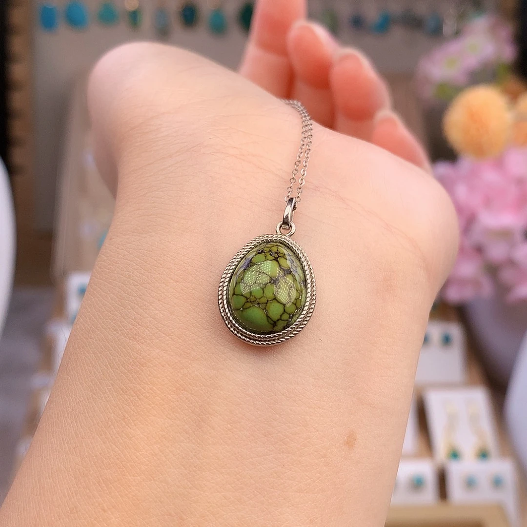 绿松石银S925镶嵌颈饰