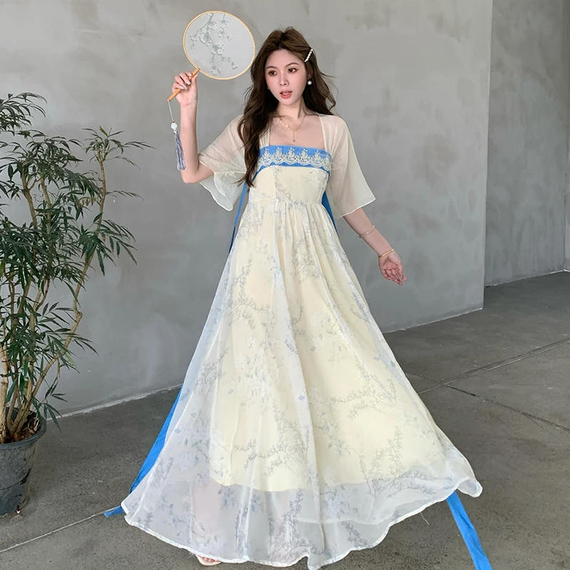 5802 大码女装夏季刺绣新中式连衣裙显瘦汉服裙