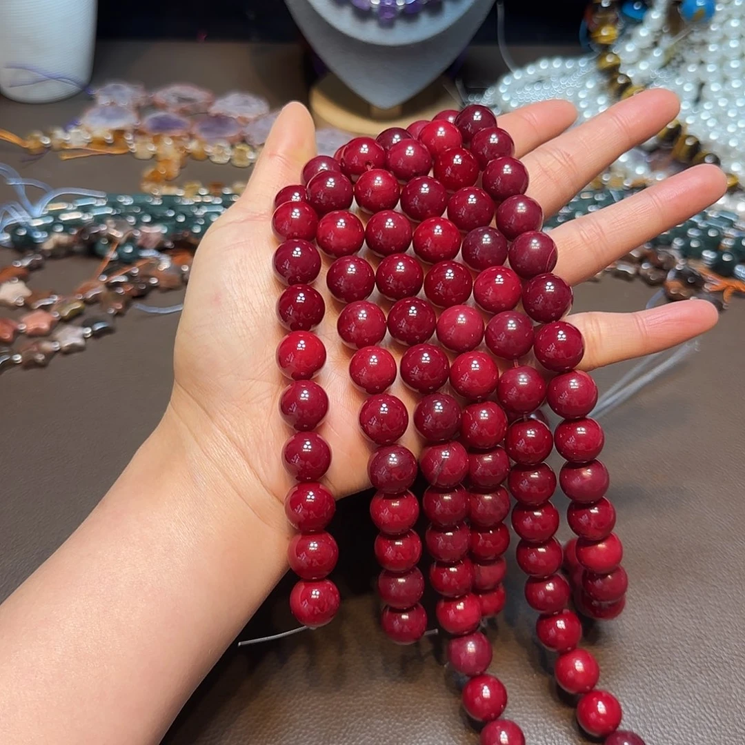 玛瑙/玉髓合金珠宝半成品14mm车厘子红玛瑙一条