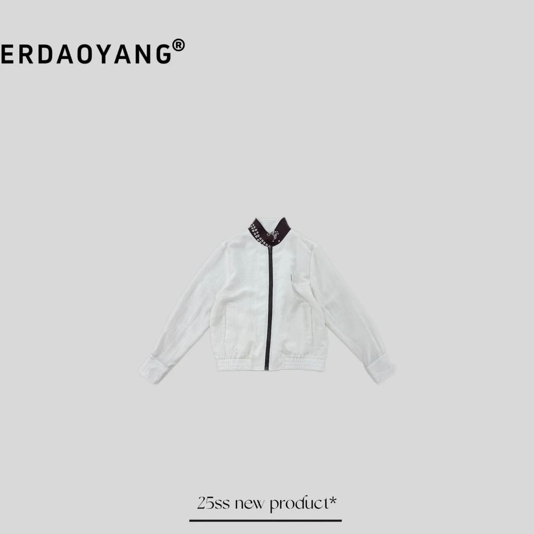 ERDAOYANG "腰果花" 定制亚麻撞色刺绣防晒外套WTC025