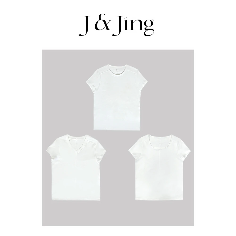 J&Jing-「万能搭」-上新~U领V领圆领百搭经典显瘦短袖122