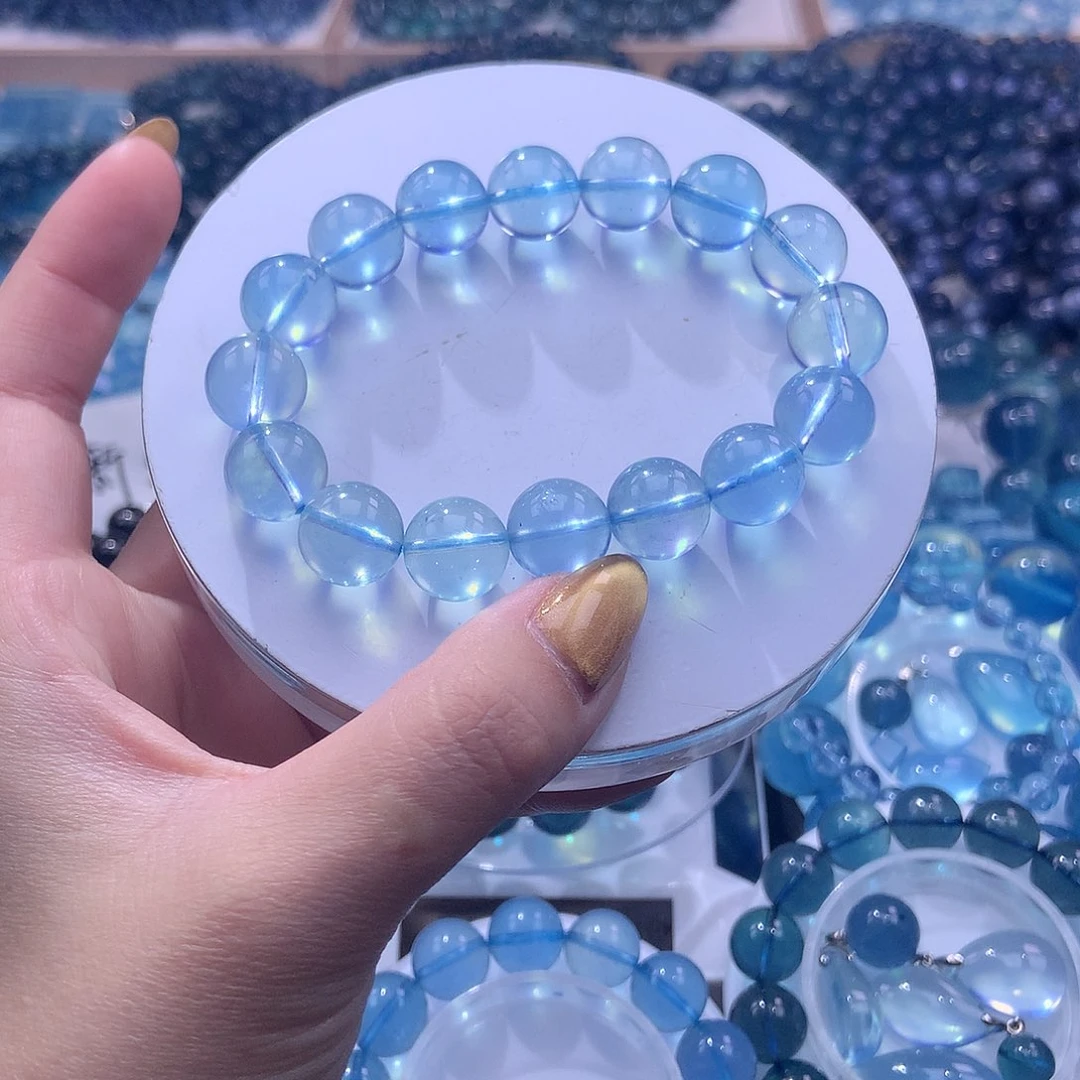 未镶嵌手串海蓝宝石圣蓝12m【1185元】要拍15件