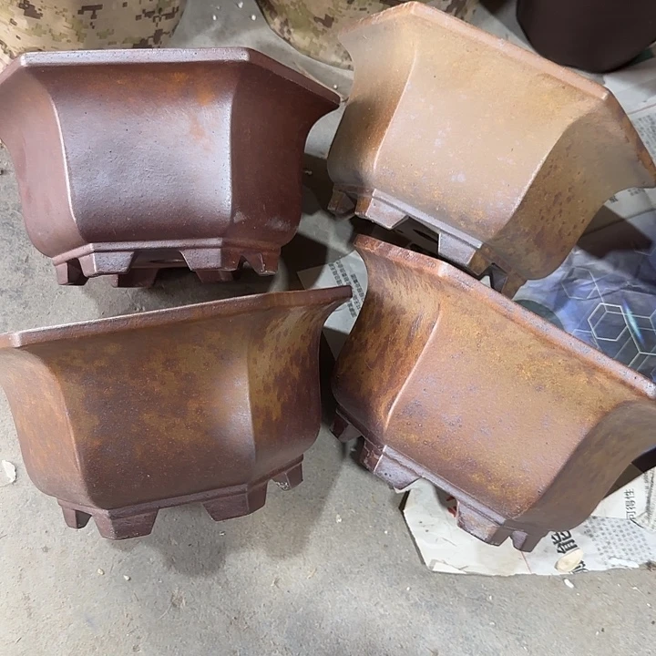 20.5×11四只手工柴烧盆