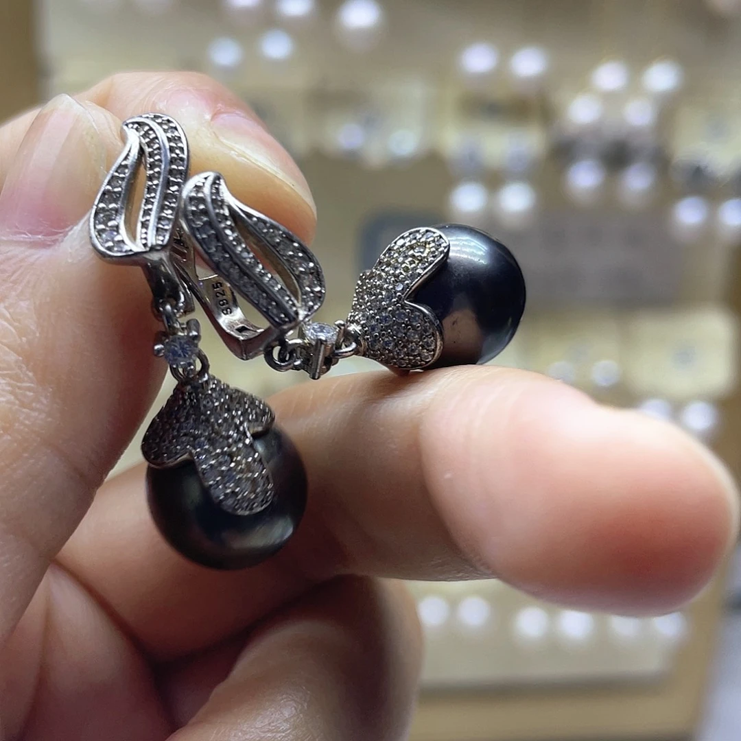 耳饰海水珍珠银S925镶嵌