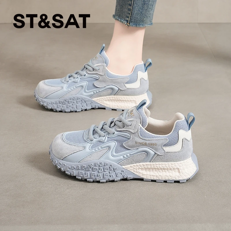 星期六德训鞋女2025新款春季百搭复古厚底女鞋小自软底运动休闲鞋