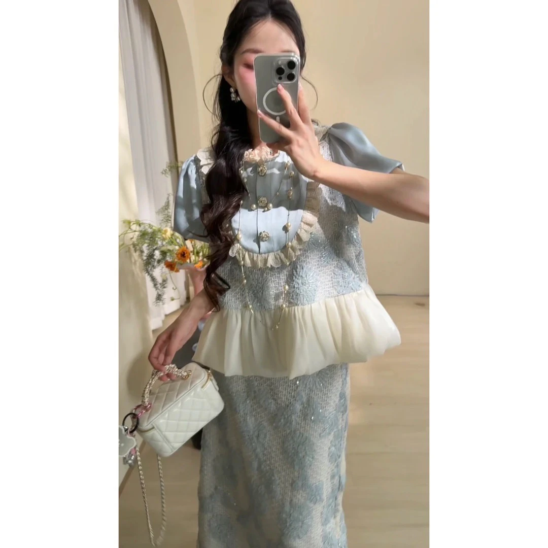 新款爆款正品直播欧若风 夏款财阀千金小众炸街高级感女装设计