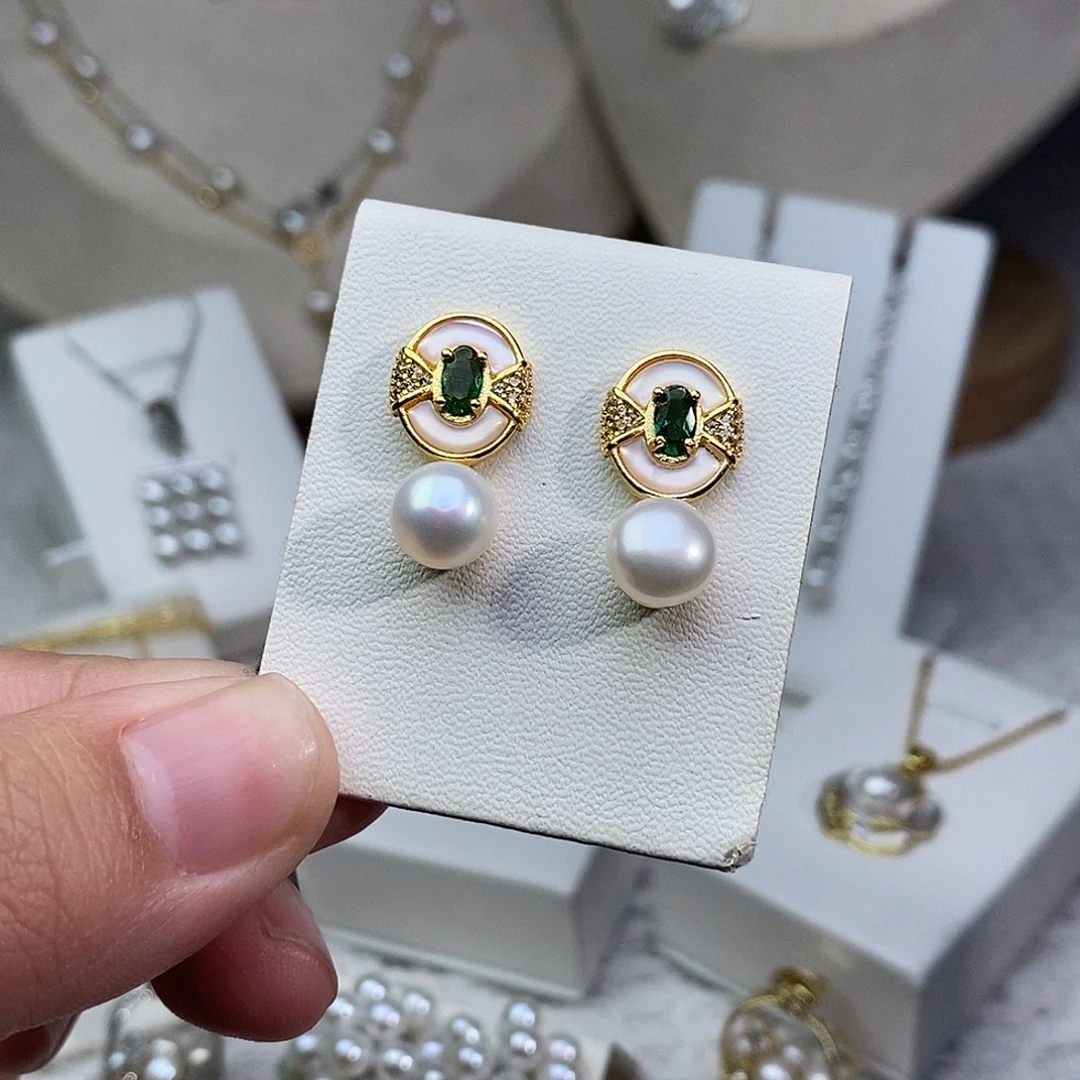 耳饰淡水珍珠银S925镶嵌