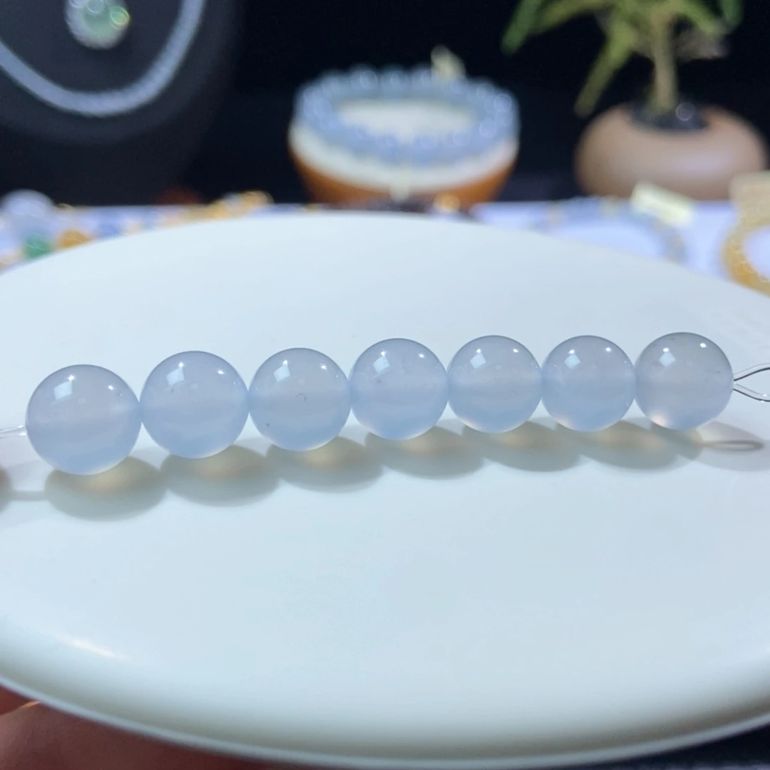 翡翠未镶嵌颈饰冰淡蓝圆珠9+多样性发其一