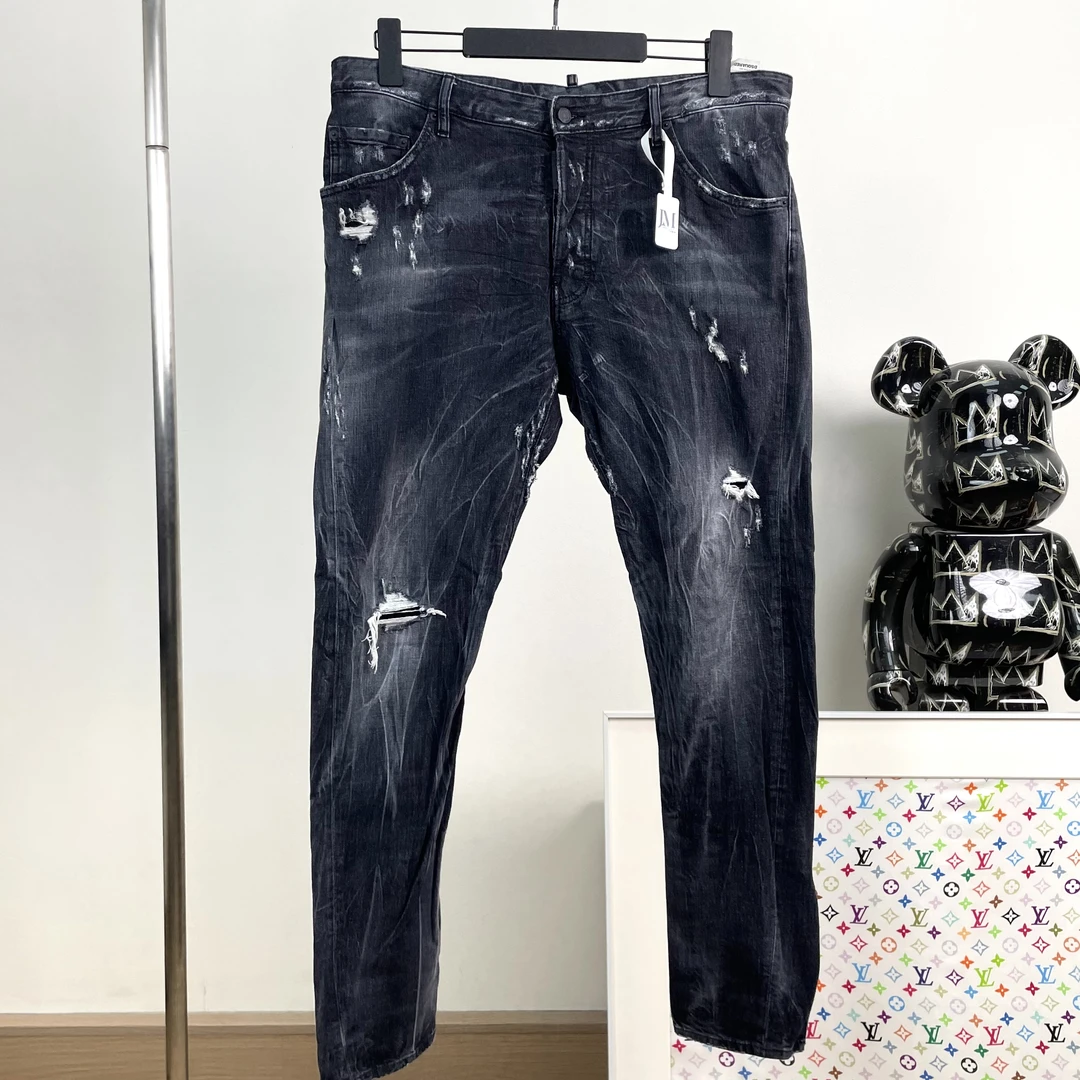 99新 YSL/圣罗兰 2838/DSQUARED 2 做旧破洞休闲修身牛仔裤