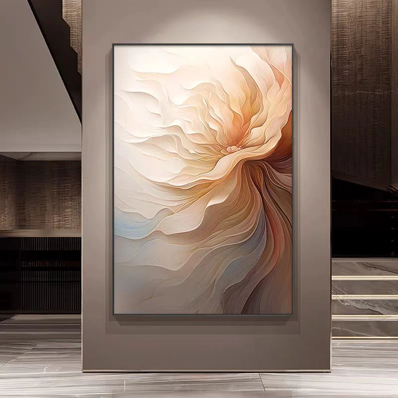 网红现代走轻奢装饰画抽象花沙发背景墙背靠金山床头装饰画砂岩