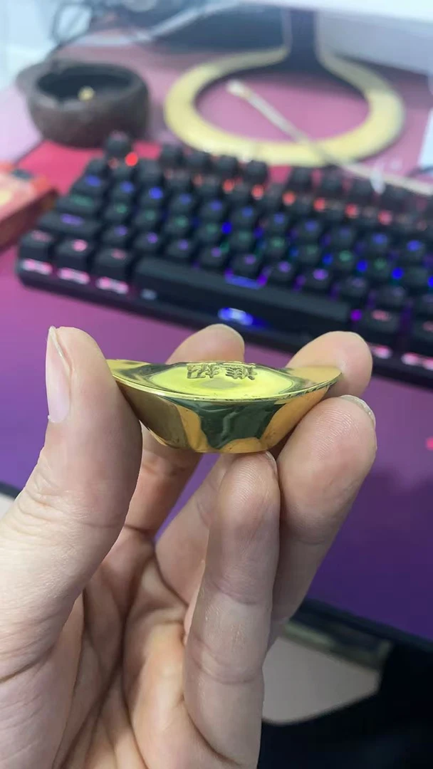 实心黄铜元宝桌面客厅装饰品