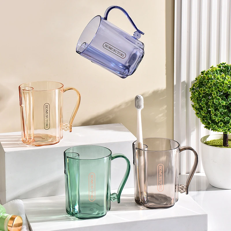 2025厂家轻奢漱口杯自带牙刷仓洗漱杯家用情侣刷牙杯高颜值透明牙