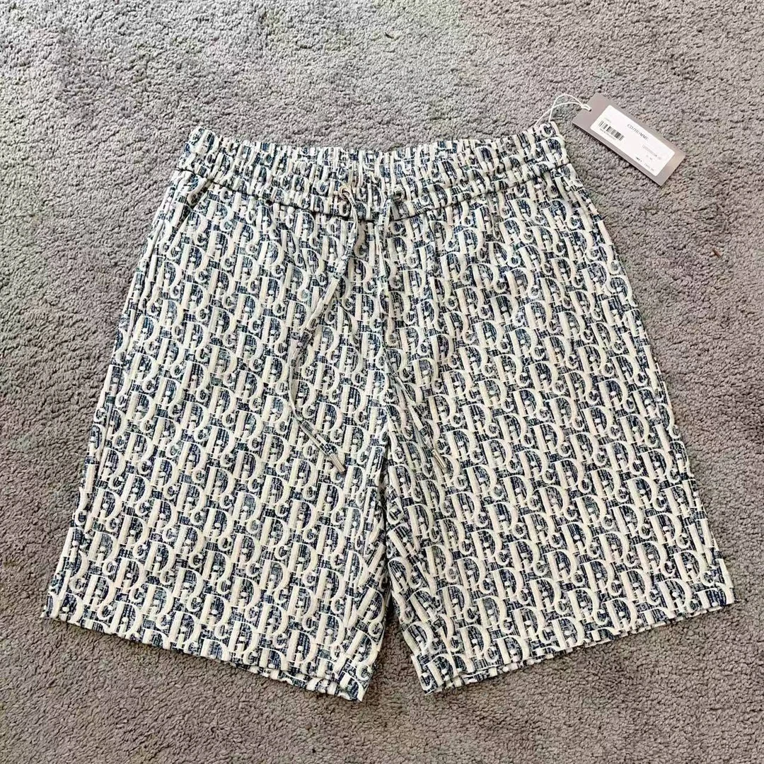 CD男士春夏蓝白老花满印LOGO时尚百搭短裤