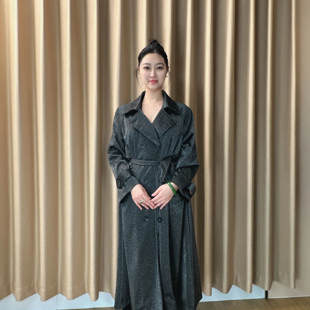 （286）西装领褶皱风宽松型中国风风衣时尚复古女装大衣气质