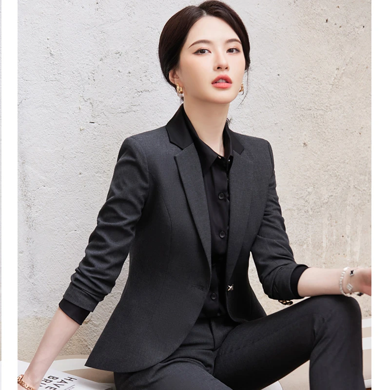 职业套装女秋冬售楼部房地产面试正装酒店经理工装西装外套工作服