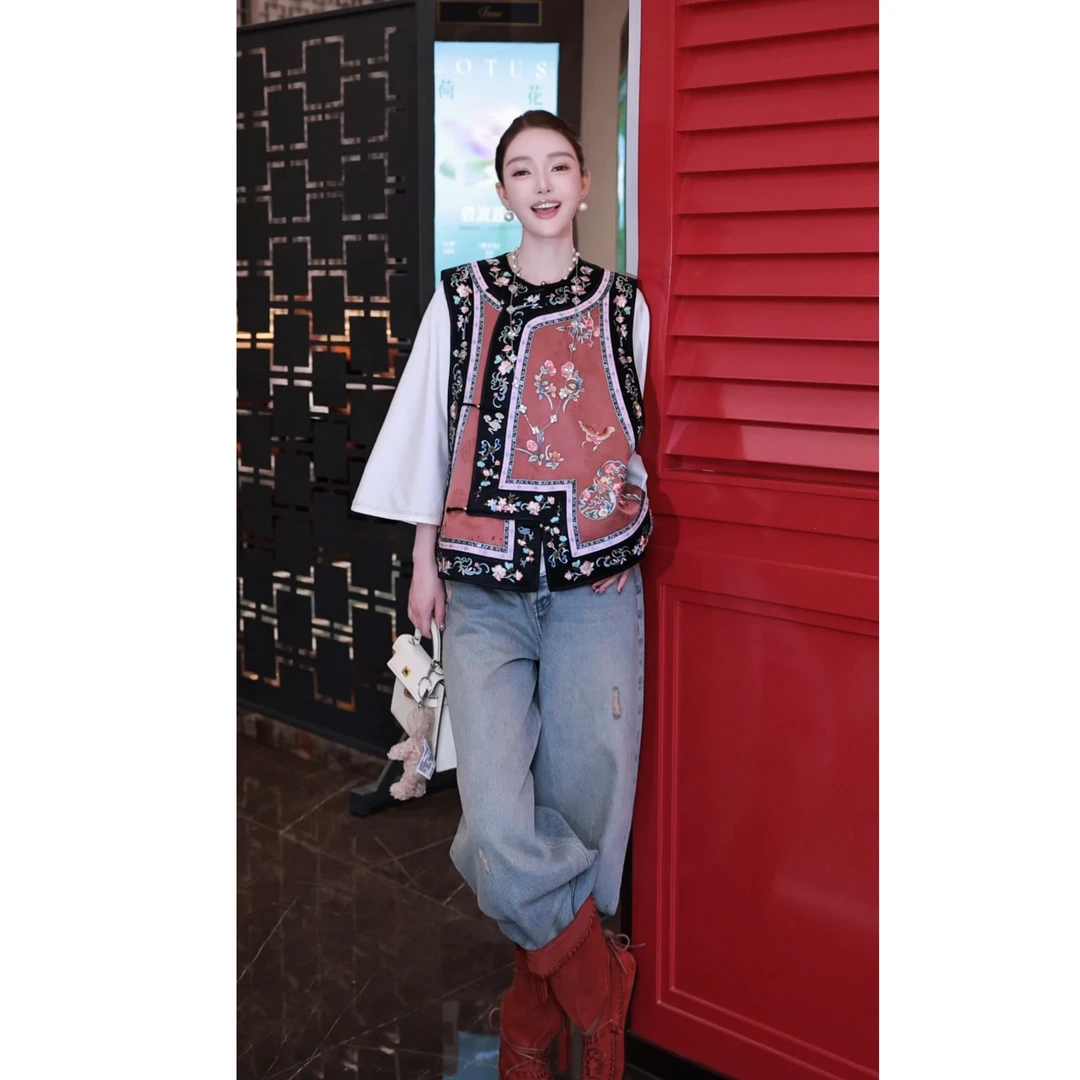 30-【传承/锦上添花】宝儿家含幂BJ101725307XQ国风琵琶襟刺绣马甲