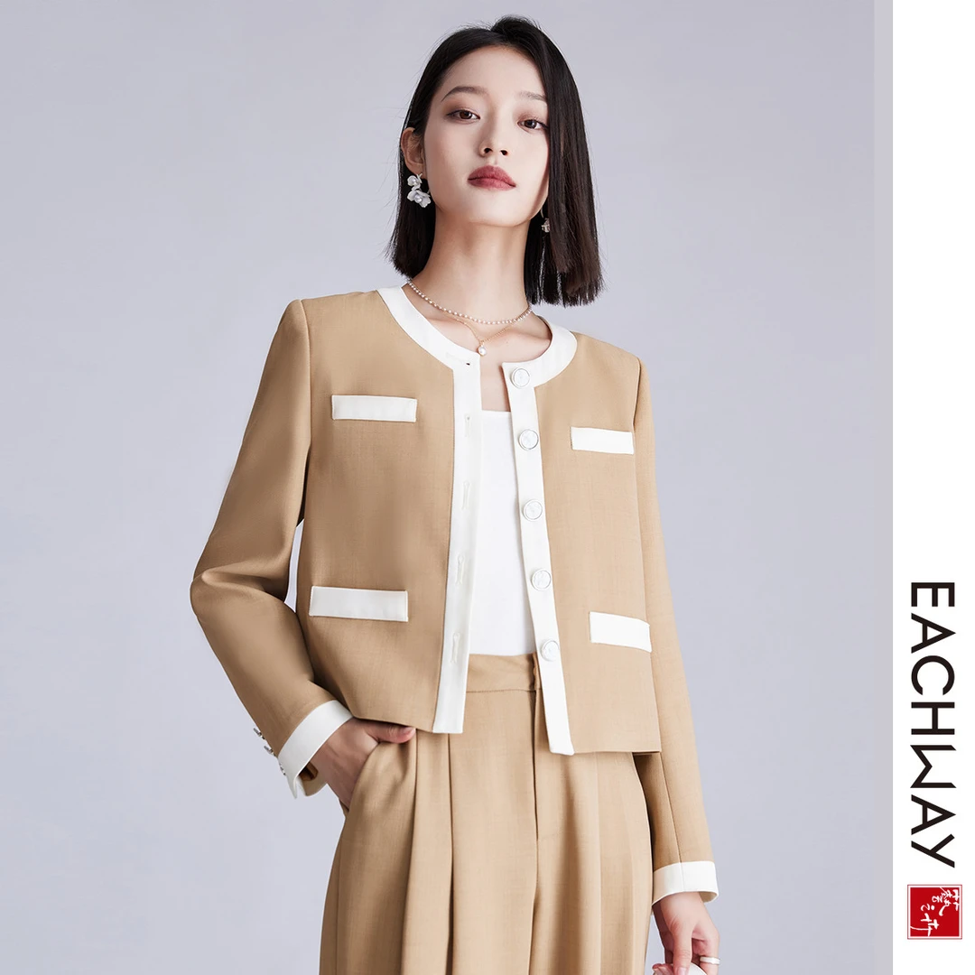 【拼接撞色设计】休闲时尚外套春季简约大方百搭上衣女